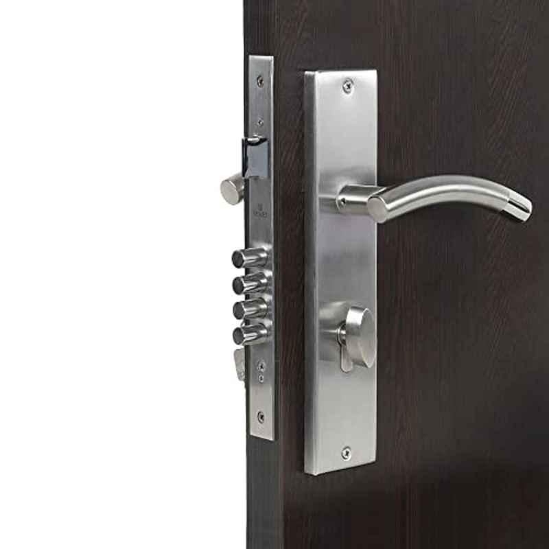 Homexpert MG1101-OSK 10 inch 60mm Stainless Steel Silver Cylindrical Plate One Side Key Mortise Door Lock Set