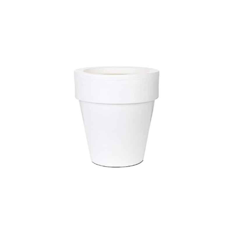 Blume Curvada 15 inch White Plastic Round Polished Finish Flower Pot, CR-NL-S-WT