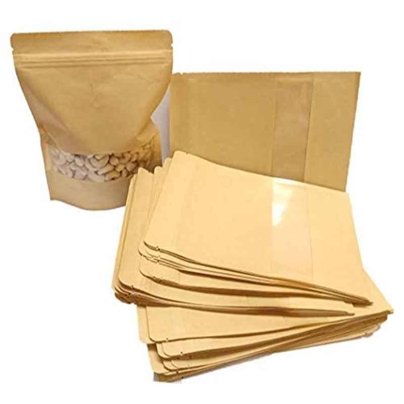 Deera 100x150mm Paper Brown Ziplock Standee Pouch (Pack of 25)