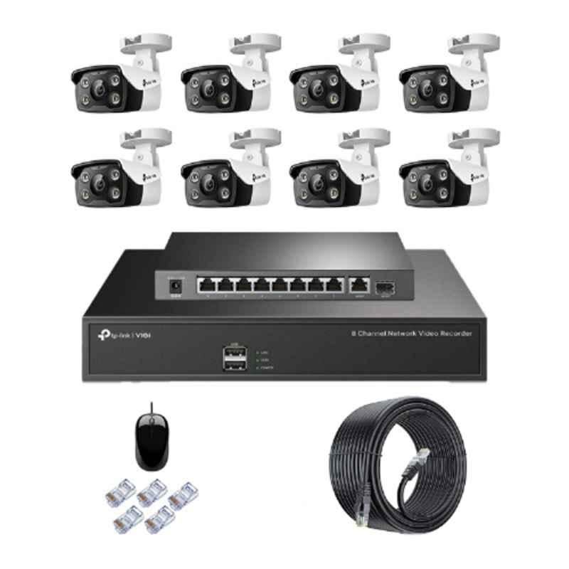 TP-Link VIGI C350 5MP Full Colour Outdoor Network IP Combo Kit with 8 Channel NVR, 8 Cameras, 10 Port POE Switch, D-LINK 100M LAN Cable