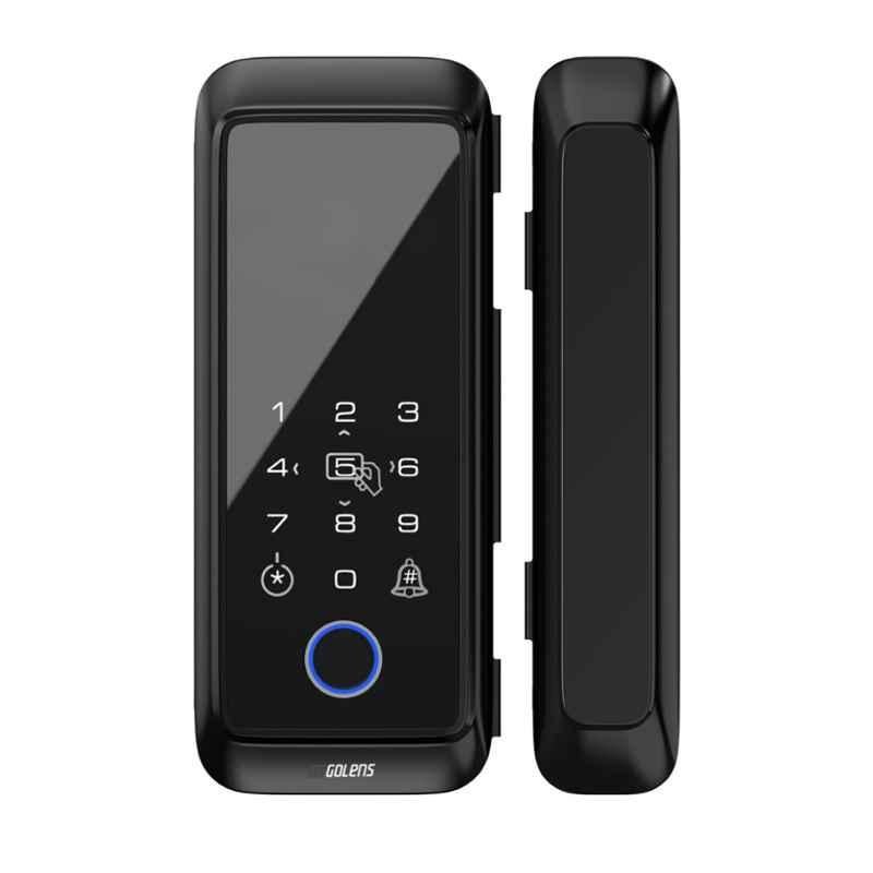 Golens X62 Alloy Steel Black 5 Ways Smart Digital Glass Door Lock with Wireless Remote