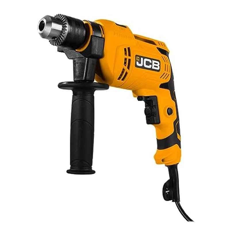 JCB 550W 10mm Yellow & Black Impact Drill with 2 Mode Operation, Lock On Switch & Depth Gauge, IMD/10/550/JCB