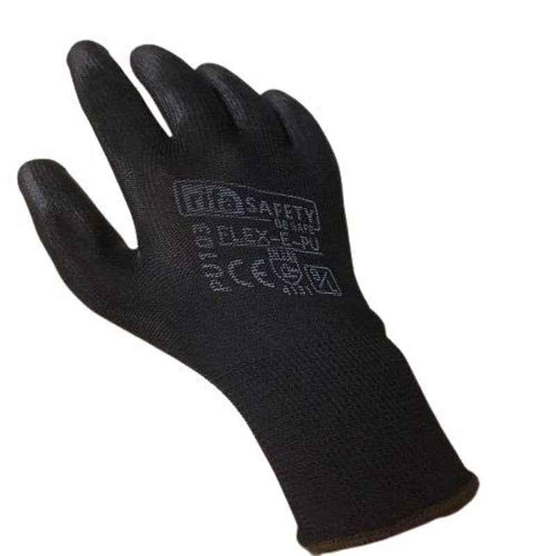 RIFA PU103 Fibre Black Free Size PU Coated Cut Level 1 Safety Hand Gloves