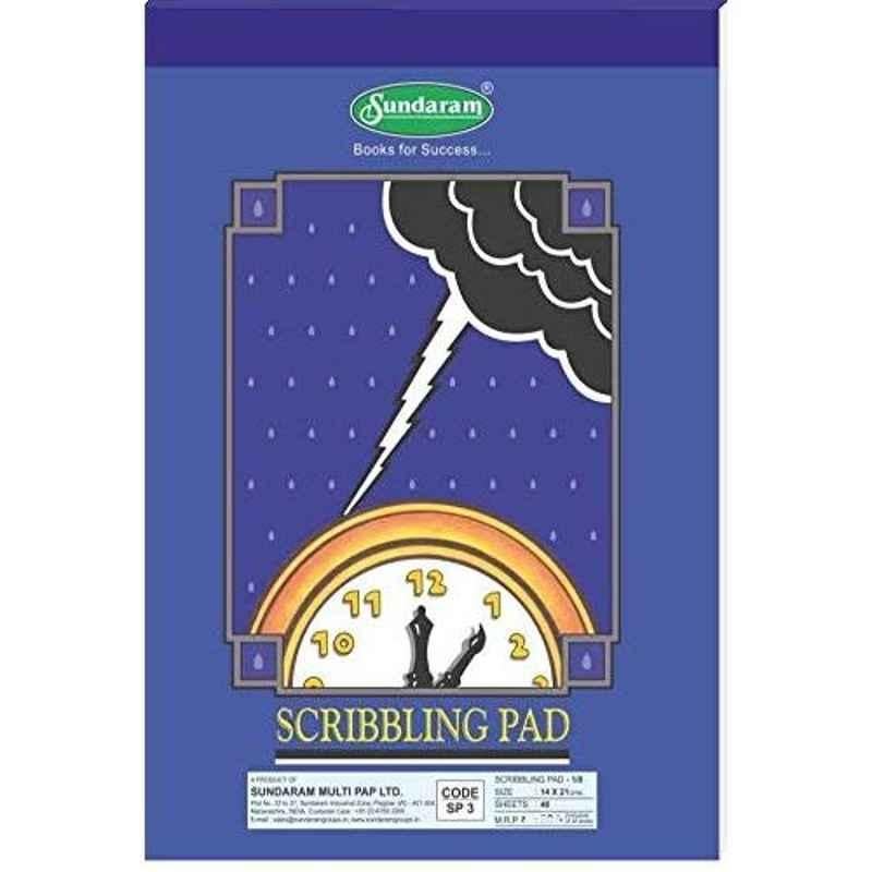 Sundaram 1/8-40 Sheets Scribbling Pad, SP-3 (Pack of 12)