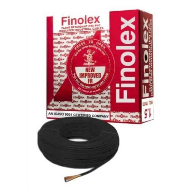 Finolex 1.5 Sqmm 90m Black Single Core FR PVC Insulated Industrial Cable, 10304