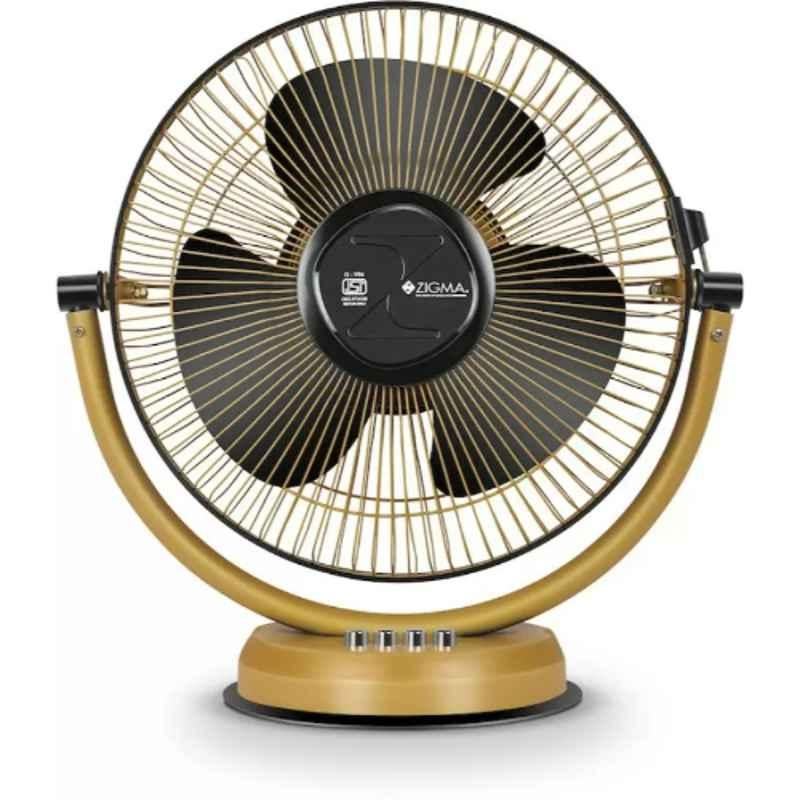 Zigma TIKTIK 45W Beige 3 Blade Quiet Portable Table Fan, Sweep: 300 mm