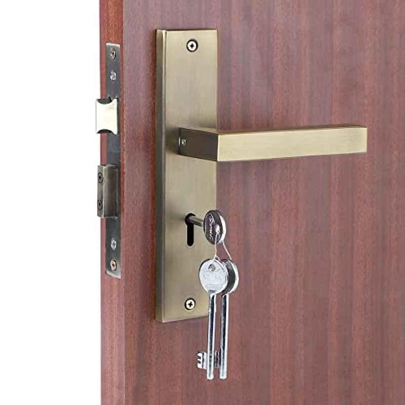 Homexpert LB201 8 inch 60mm Stainless Steel Antique Brass Finish Cylindrical Plate Mortise Door Lock Set