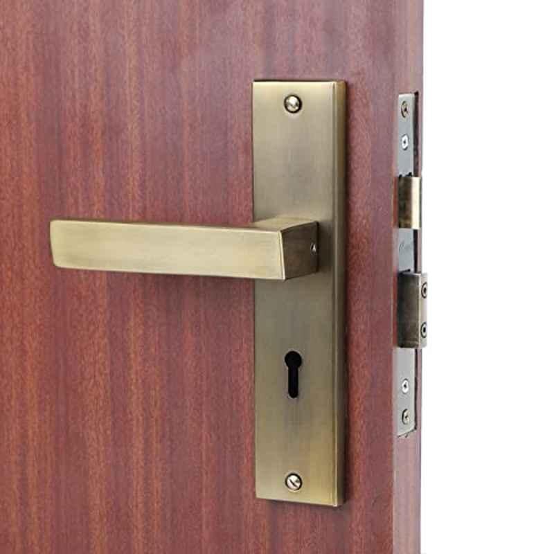 Homexpert LB10003 8 inch 60mm Stainless Steel Antique Brass Finish Cylindrical Plate Mortise Door Lock Set