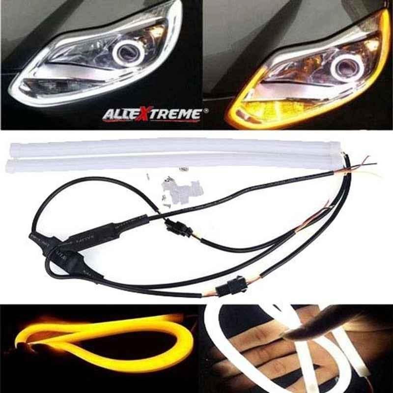 AllExtreme Yellow & White Flexible Silica Gel LED Tube Strip Headlight