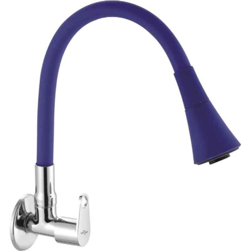 Neelkund Eva Smart Brass Blue Chrome Finish Flexible Pillar Tap with 360 deg Flexible Silicon Hose & Dual Flow