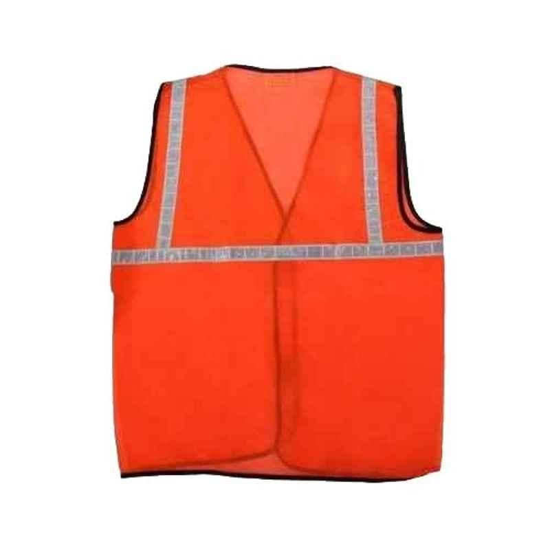RPES Orange Polyester Safety Jacket with 1 inch Reflective Tape (Pack of 6)