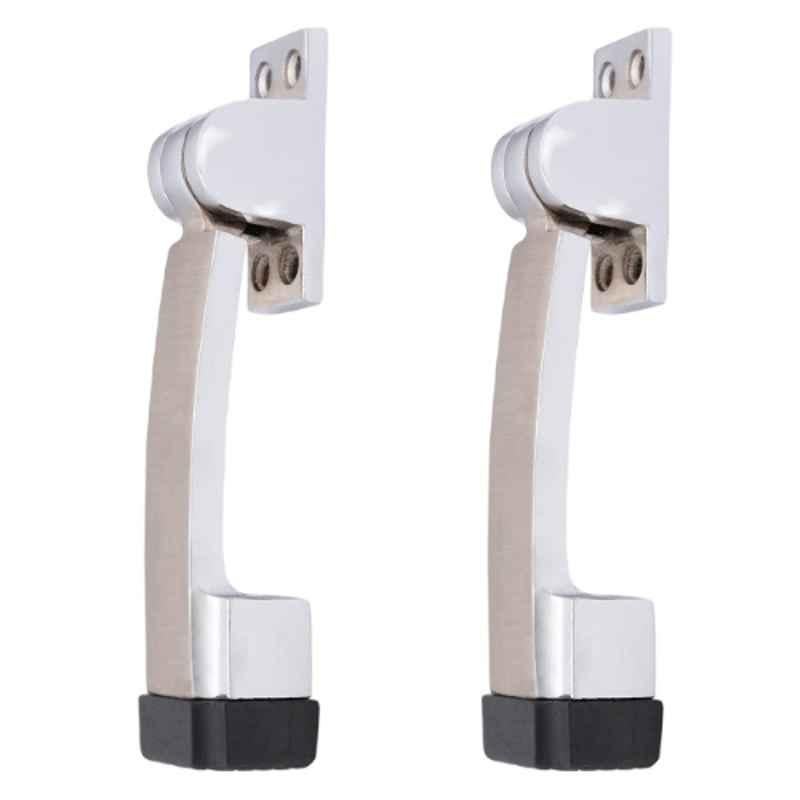 Atom DS001 Chrome Plated Silver Satin Finish Door Stopper (Pack of 2)