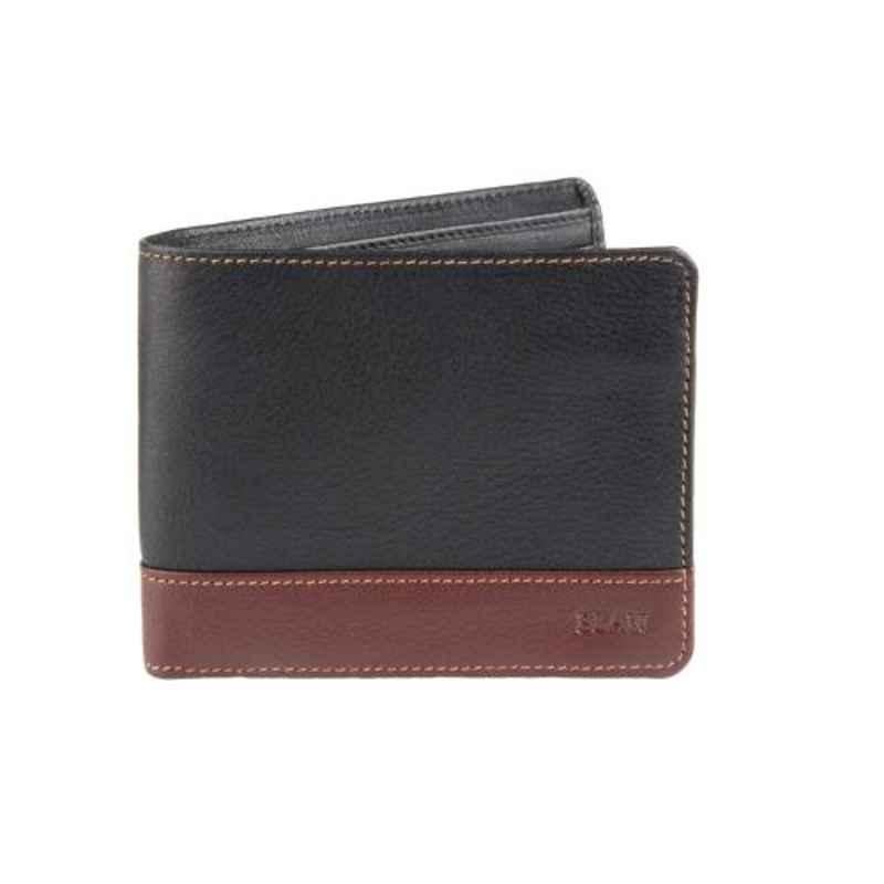 Elan Classic 11x2x9cm 8 Slot Black Leather Bifold Zipper Coin Wallet, ECW-9601-BL