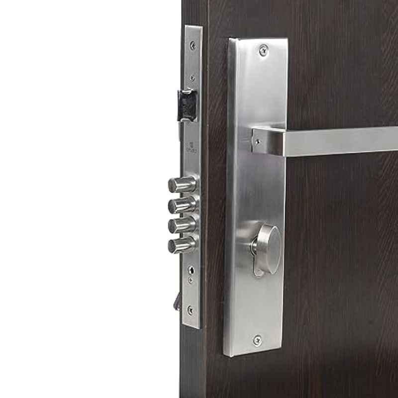 Handle Waala LB301-OSK 10 inch 60mm Stainless Steel Silver Cylindrical Plate One Side Key Mortise Door Lock Set