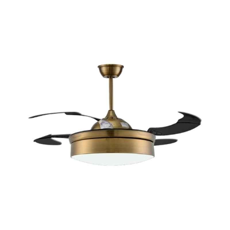 Aera Vintage-05 38W Antique Brass & Transparent Decorative Ceiling Fan with Remote Control, Sweep: 1070 mm