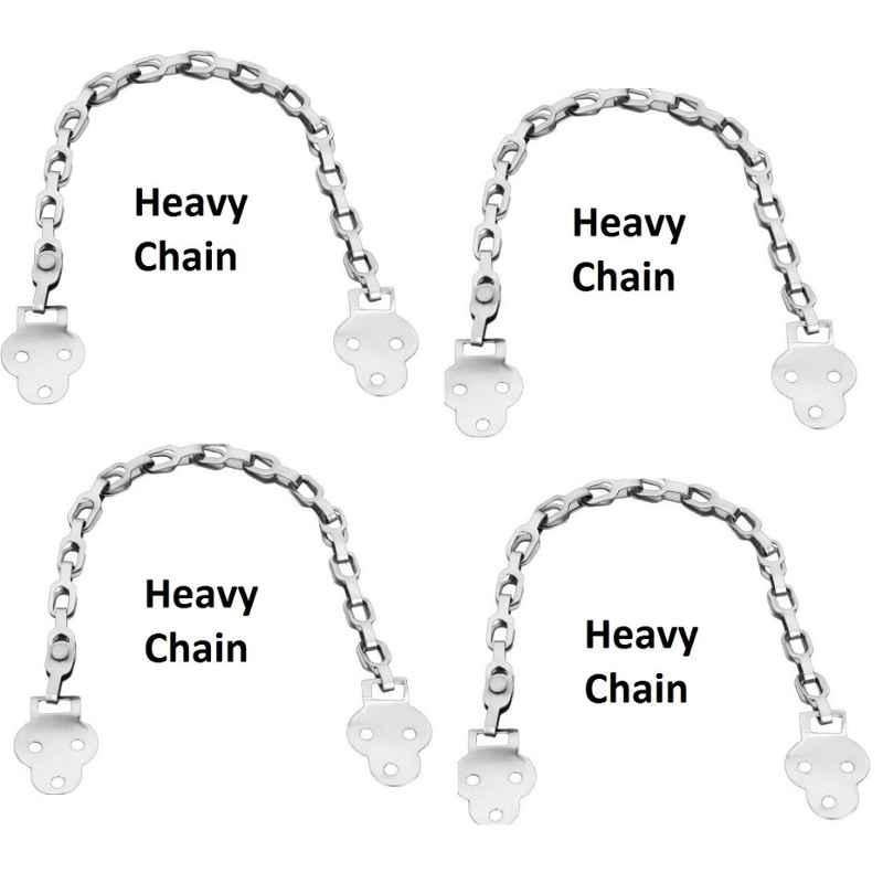 Smart Shophar 8 inch Stainless Steel Silver Suzu Table Chain, SHA40TC-SUZU-SL08-P4 (Pack of 4)
