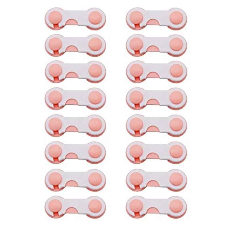 Safe-O-Kid 3.7 inch Pink Dotted Smiley Ends Child Proof Cabinet Lock, SOK9LOC17P114 (Pack of 16)
