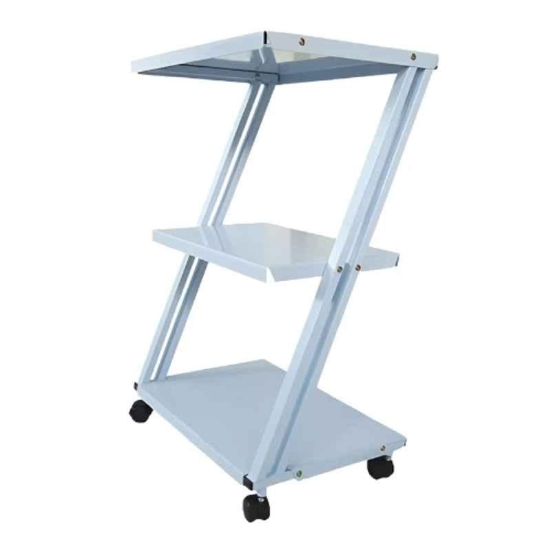 Inaithiram ZT3RPU 50-100kg 559x406x864mm Mild Steel Ivory 9010 Medicine Z Trolley with 360 deg Swivel PU Wheels & Brake