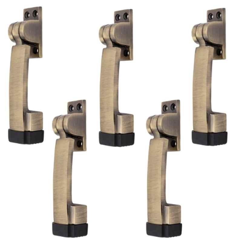 ATOM 1.5 inch Brass Antique Finish Adjustable Door Stopper with Rubber Tip, DS001-BA-105 (Pack of 5)