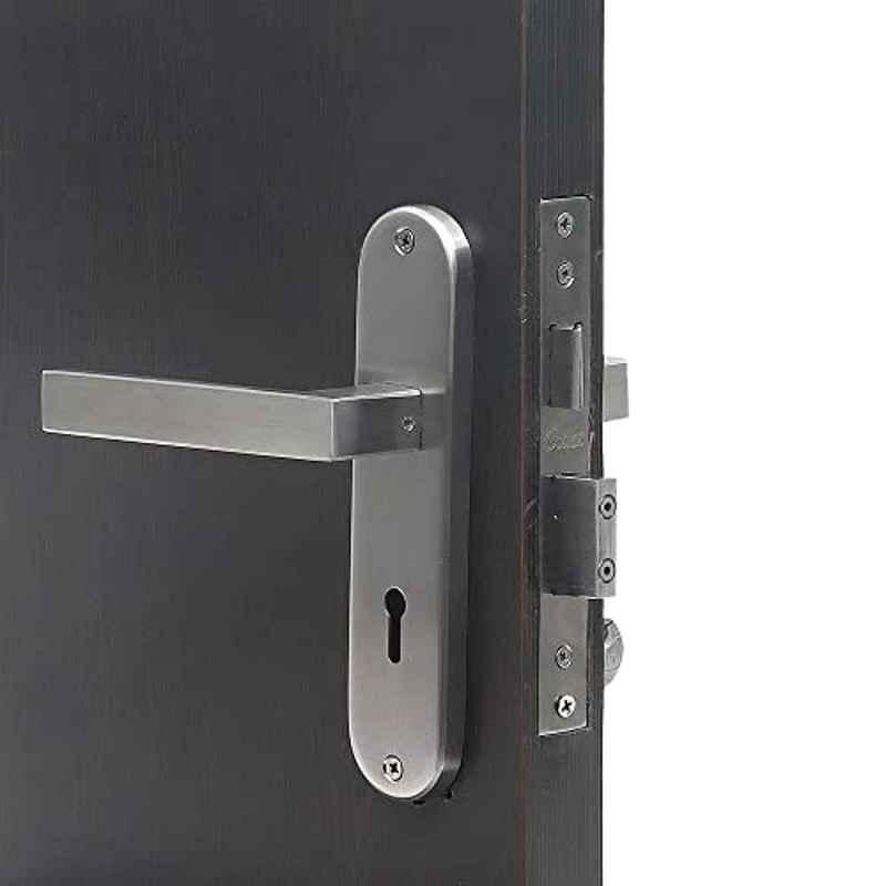 Handle Waala LB-301 8 inch Stainless Steel Silver Round Ky Plate Mortise Door Lock Set
