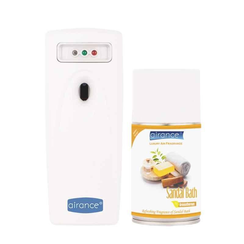 Airance Automatic Air Freshener Dispenser with 250ml Sandal Bath Refill Bottle, Air-CMB-DISP-LED-A3-SB-12