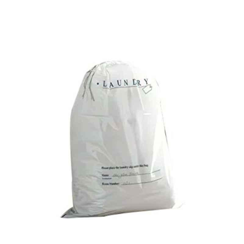 Singhal 18x20 inch Polyethylene White Disposable Laundry Bags with Drawstring Closure, SJ03 (Pack of 30)