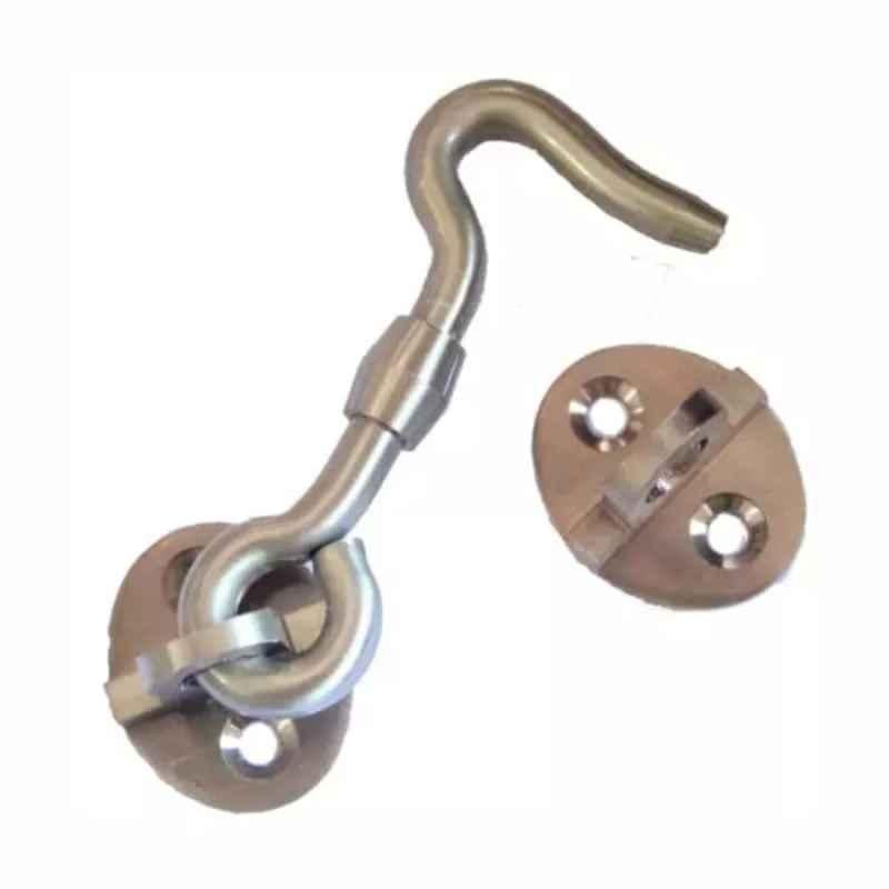 RiseOm 2.5 inch Satin Silver Finish Brass Oval Eye Gate Hook, 3U-ACWL-SERH (Pack of 4)