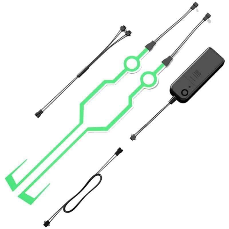 AllExtreme EXHNL1G EL LED Helmet Green Strip Light with 3 Modes Flashing Night Bike Riding Signal Sticker
