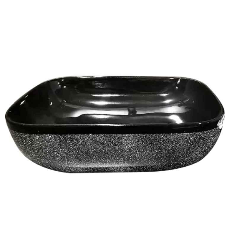 Hisre 45x33x12.7cm Ceramic Black Table Top Wash Basin, SKT1022