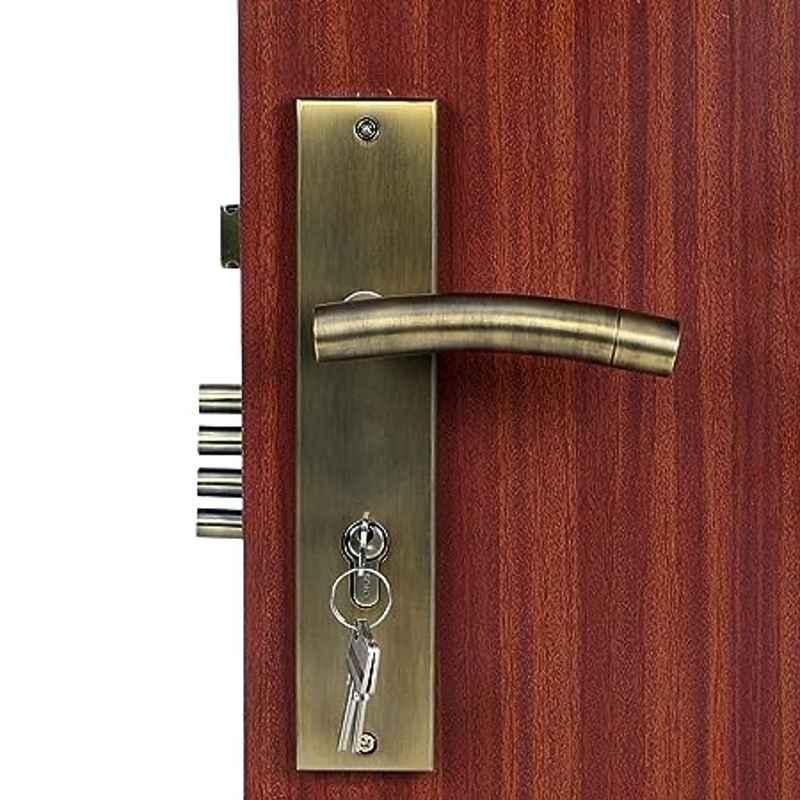 Handle Waala MG1101 10 inch 60mm Stainless Steel Antique Brass Finish Cylindrical Plate Both Side Key Mortise Door Lock Set