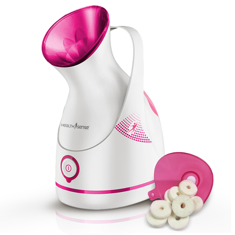 HealthSense Nano-Cure FS 550 ABS White & Pink Facial Iconic Cleanser with Nano-Ionic Technology, Steam Breath Machine for Adults & Kids