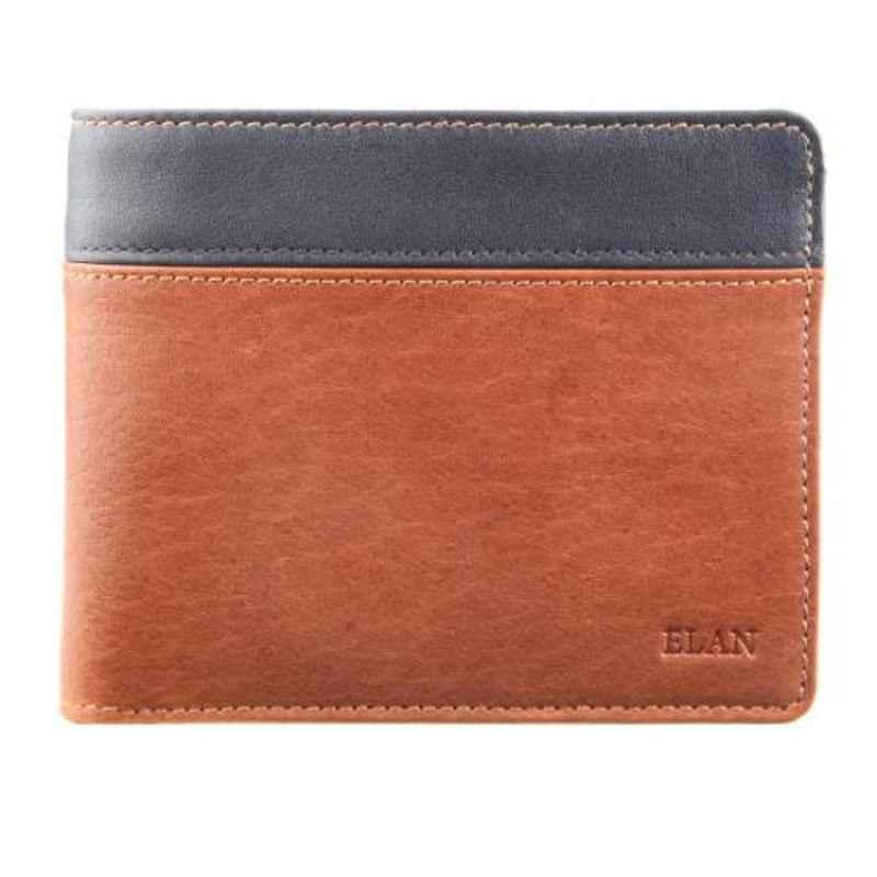 Elan 11x2.5x9cm 5 Slots Leather Tan Bifold Coin Pouch Wallet, EI-1362-TN