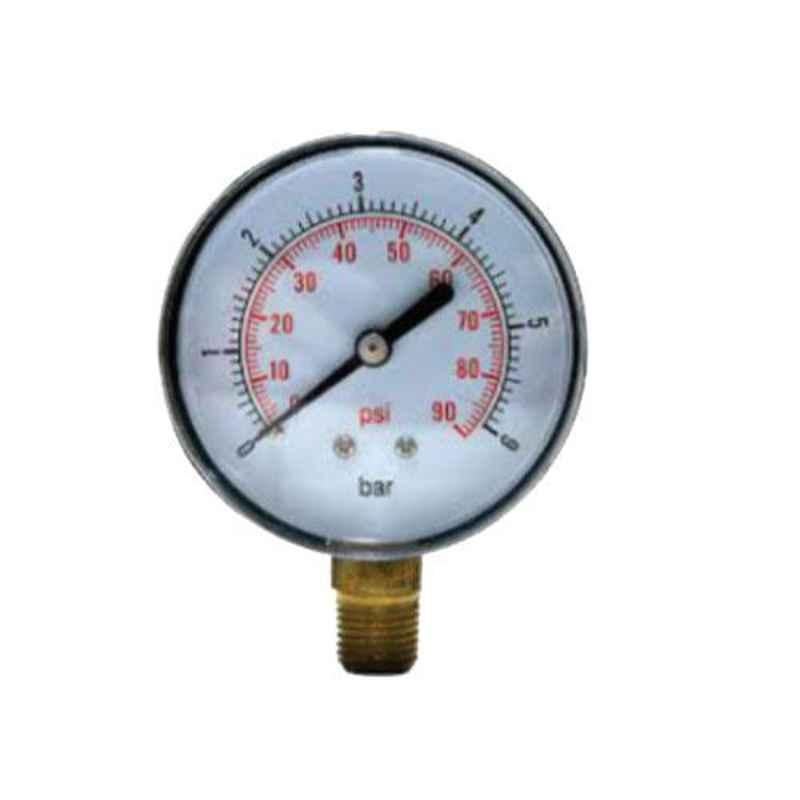 SFI 0-5000psi Mild Steel Case & Brass Part BACK Pneumatic Pressure Guage
