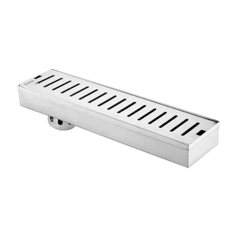 Ruhe 18x3 inch Stainless Steel 304 Matt Finish Vertical Shower Drain Channel with Cockroach Trap, 16-0112-02