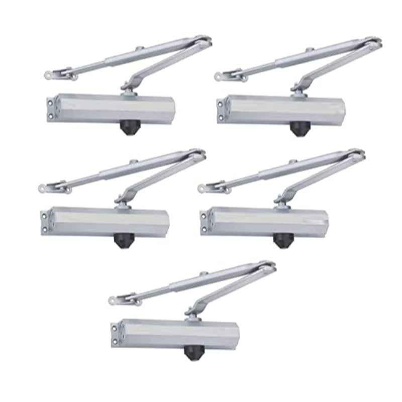 Implemental 202x36.5x40.2mm Aluminium Silver Hydraulic Door Closer (Pack of 5)