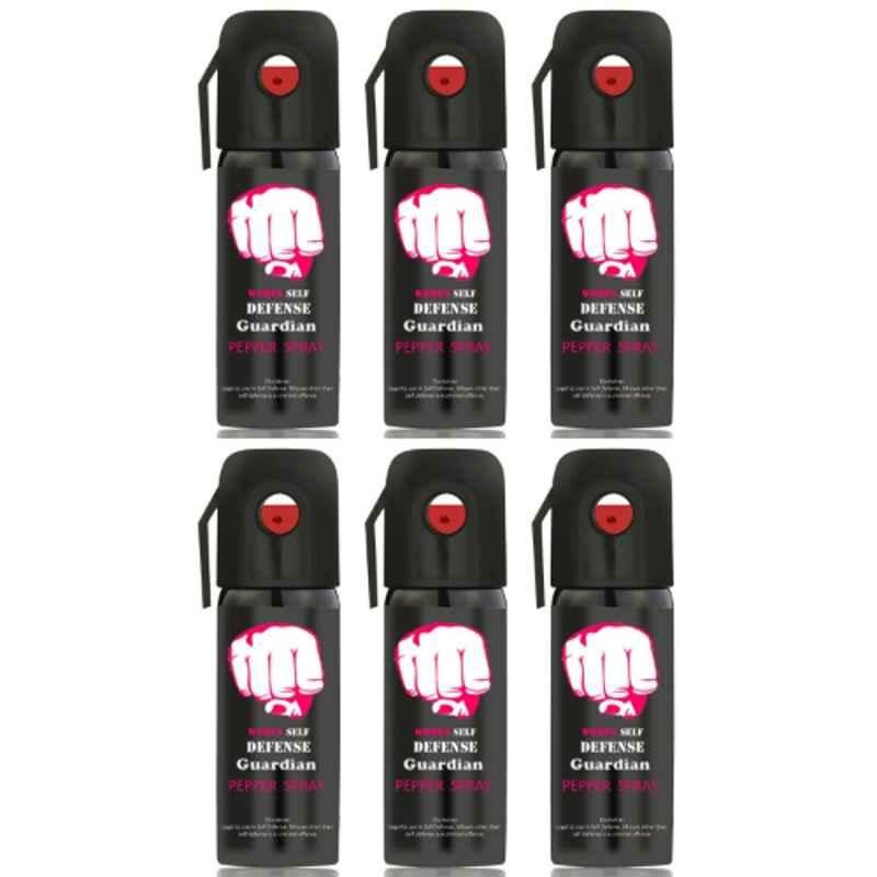 Guardian 55ml Black Self Defense Pepper Spray for Women, GUA-WSD-601 (Pack of 6)
