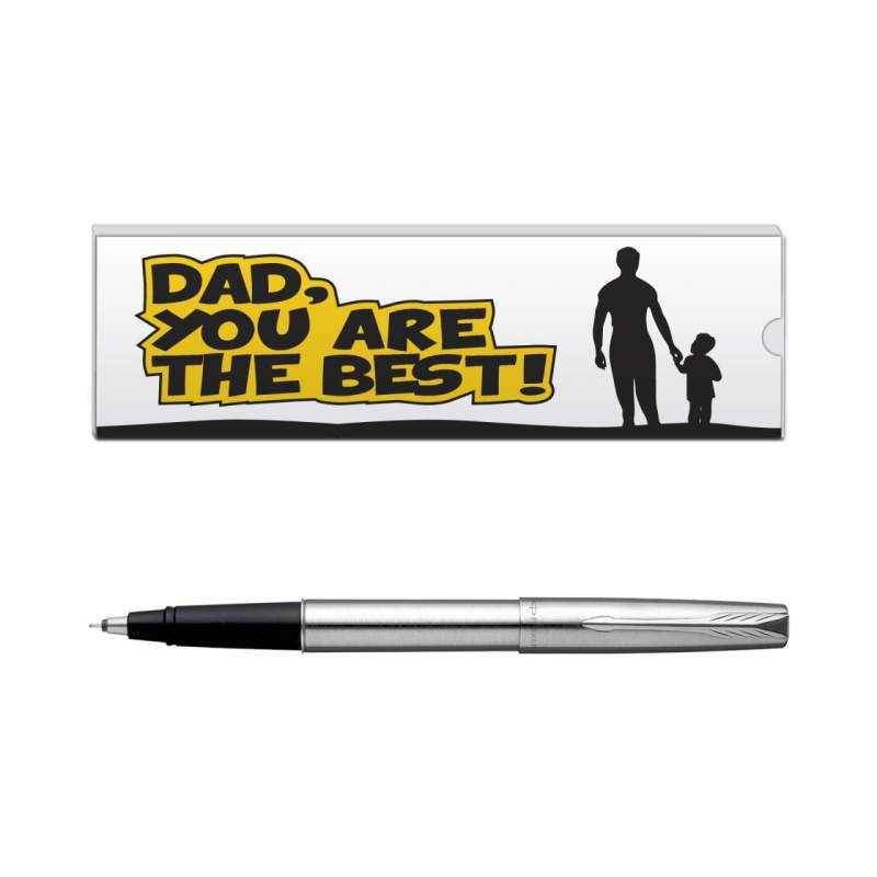 Parker Frontier Stainless Steel CT Roller Ball Pen with Dad Quote-1, 9000020181