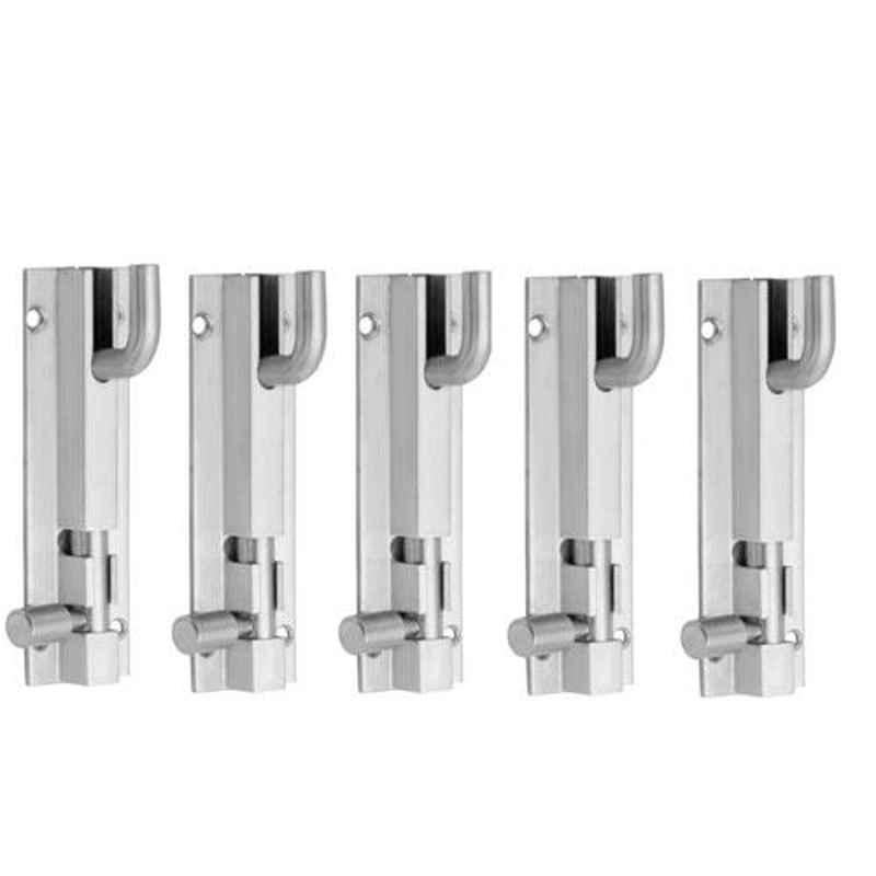 Nixnine 6 inch Stainless Steel Heavy Duty L-Shape Tower Bolt Door Latch Lock, SS_LTH_A-518_L_6IN_5PS (Pack of 5)