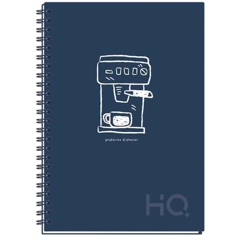 Navneet HQ A5 192 Pages Blue Single Line Case Wiro Bound Corporate Edge Notebook Diary, 27026-4
