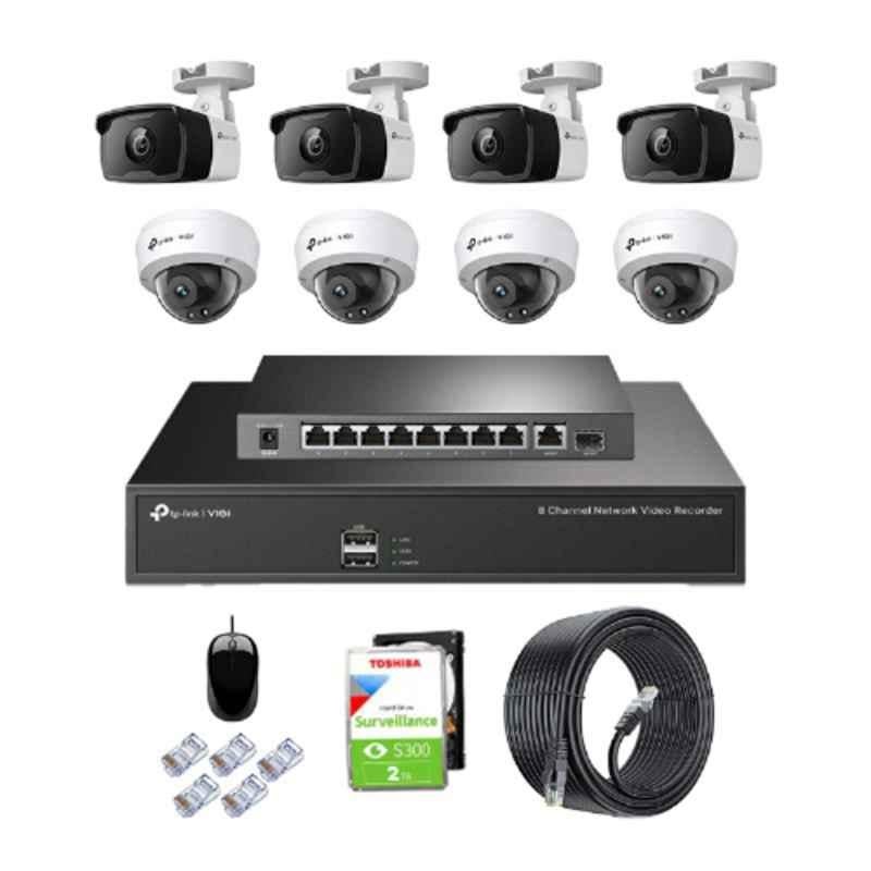 TP-Link VIGI C320I & C220I 2MP Indoor & Outdoor Network IP Combo Kit with 8 Channel NVR, 8 Camera, 10 Port POE Switch, 2TB HDD, D-LINK 100M LAN Cable