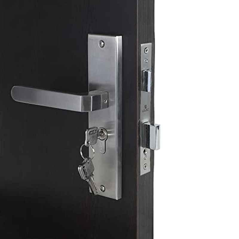 Handle Waala LB303 8 inch 60mm Stainless Steel Silver Cylindrical Plate One Side Key Mortise Door Lock Set