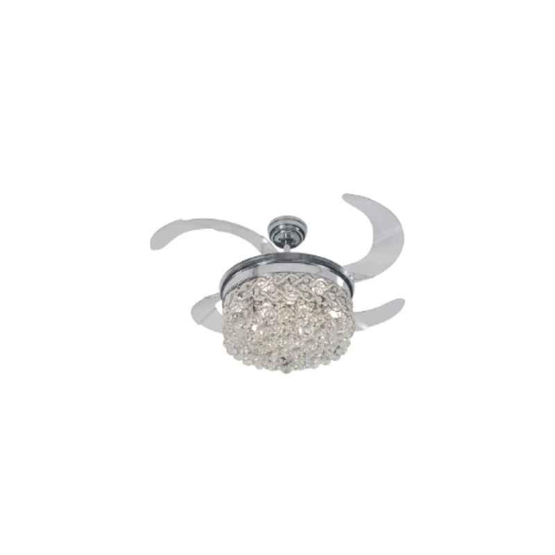 Aera Zircon-05 68W Chrome & Transparent Decorative Ceiling Fan with Remote Control, Sweep: 1070 mm