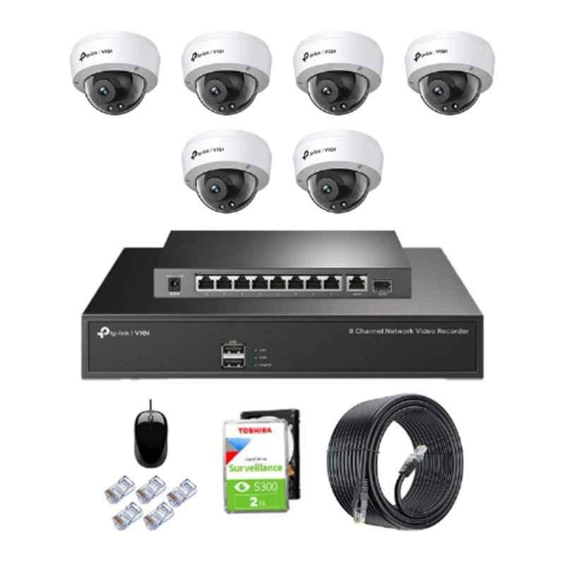 TP-Link VIGI C230I 3MP Indoor Network IP Combo Kit with 8 Channel NVR, 6 Cameras, 10 Port POE Switch, 2TB HDD & D-LINK 100M LAN Cable & Connectors