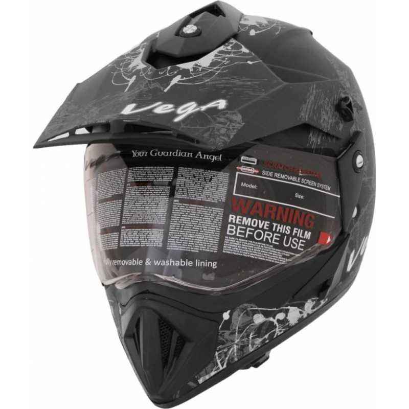 Vega Off Road Motocross Silver Dull Black Helmet, Size (xxlarge, 580 mm)