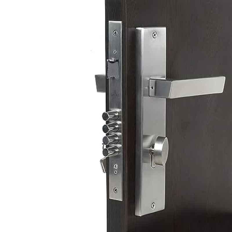 Handle Waala LB10003-OSK 10 inch 60mm Stainless Steel Silver Cylindrical Plate One Side Key Mortise Door Lock Set