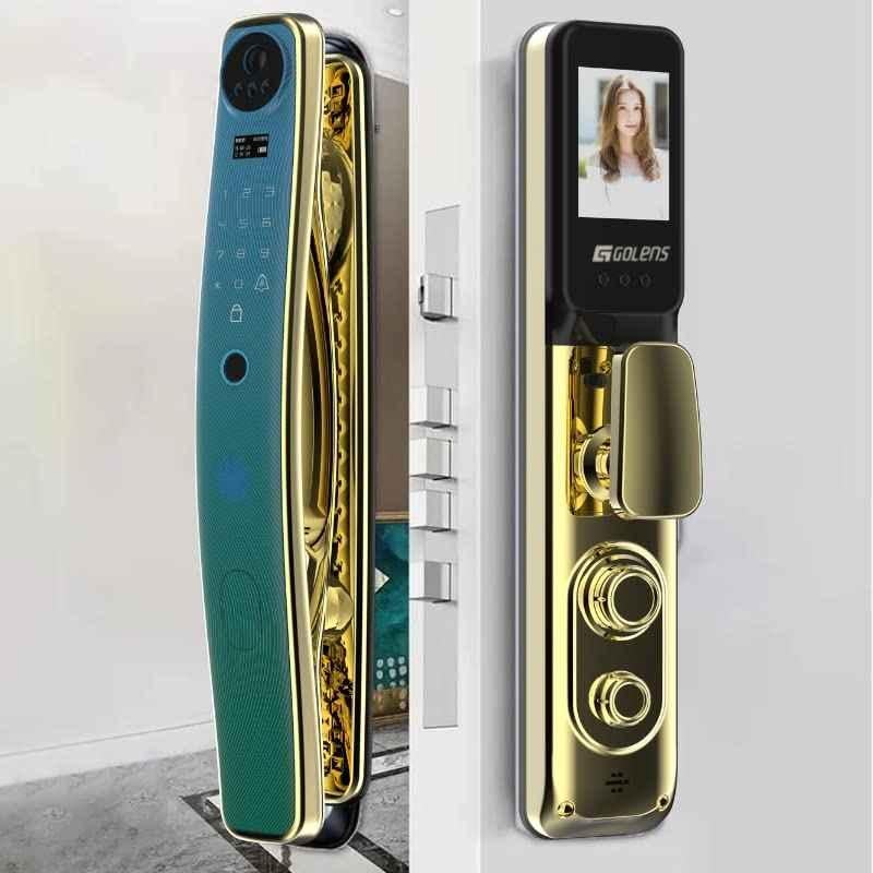 Golens X29 Alloy Steel Green Gold Bio-metric Smart Door Lock with LCD Display