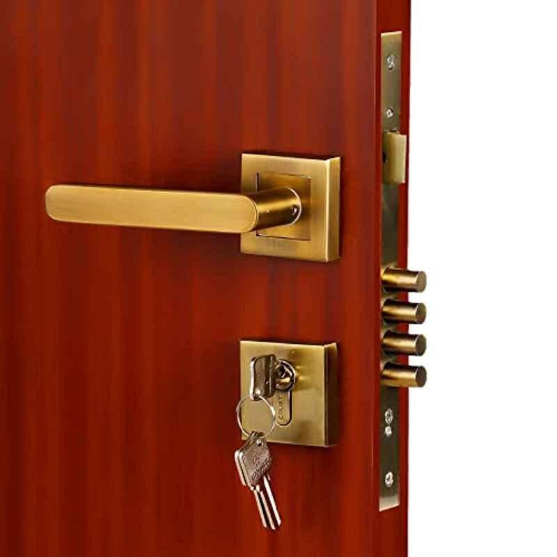 Saze 45x85mm â€ŽStainless Steel â€ŽAntique Finish Mortise Door Lock Handle Set with 4 Latches, Pull Handles & One Side Key Cylinder, MG304