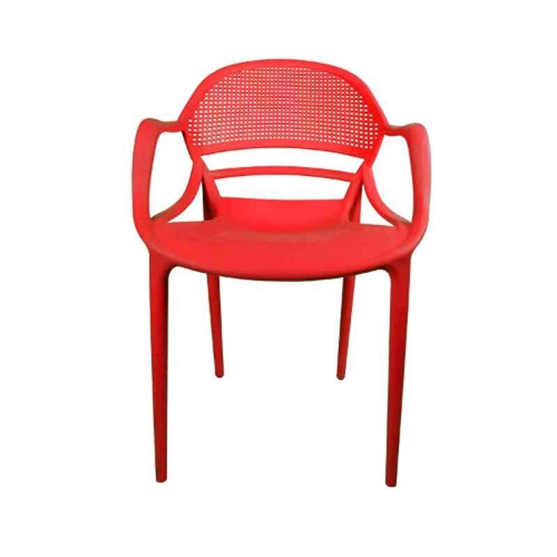 Diya Sunset Red Solid Back Plastic Chair with Arm
