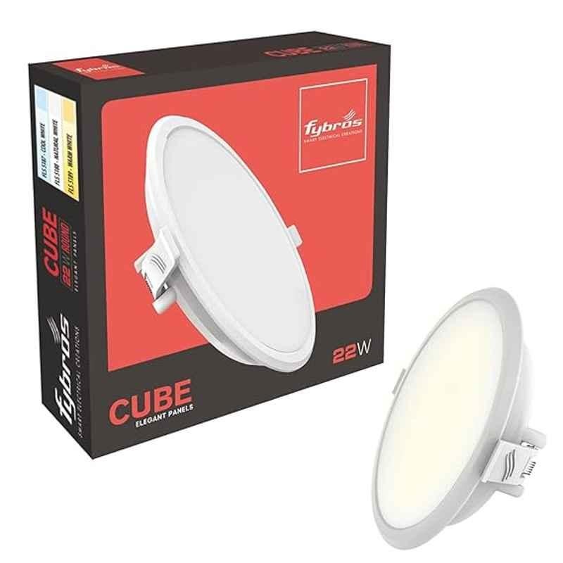Fybros Cube 22W Polycarbonate Warm White Round Sleek LED Panel Light, FLS5189A