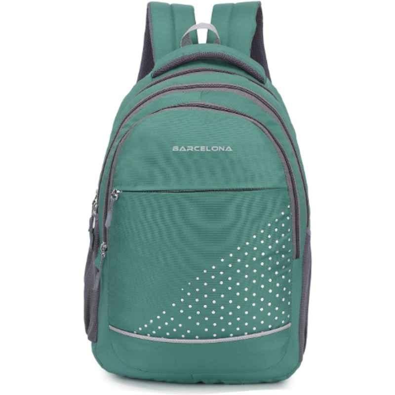 Barcelona 24L Polyester Green Casual Laptop Backpack with Rain Cover